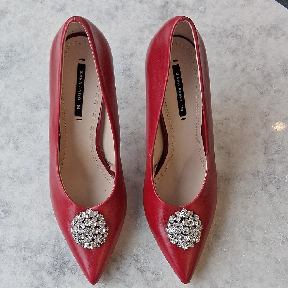 Zara Red Embellished Women's Shoes